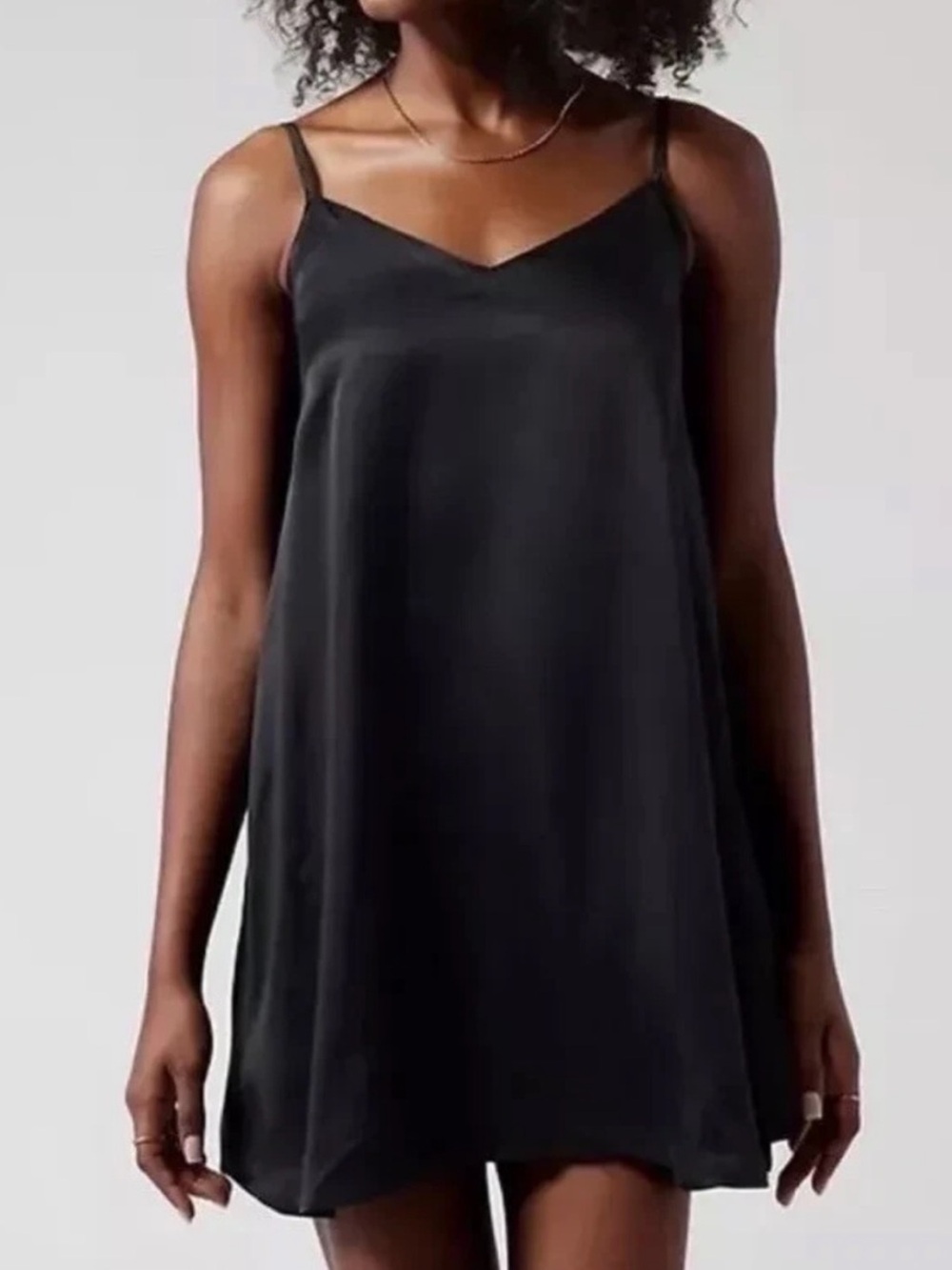Athleta Black Slip Flowy Dress with Adjustable Spaghetti Straps
